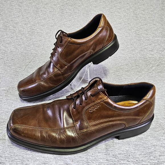 ECCO Mens Fusion Dress Shoe Sneaker Leather Brown Comfort Oxford EUR 48 US 14 - Picture 1 of 15